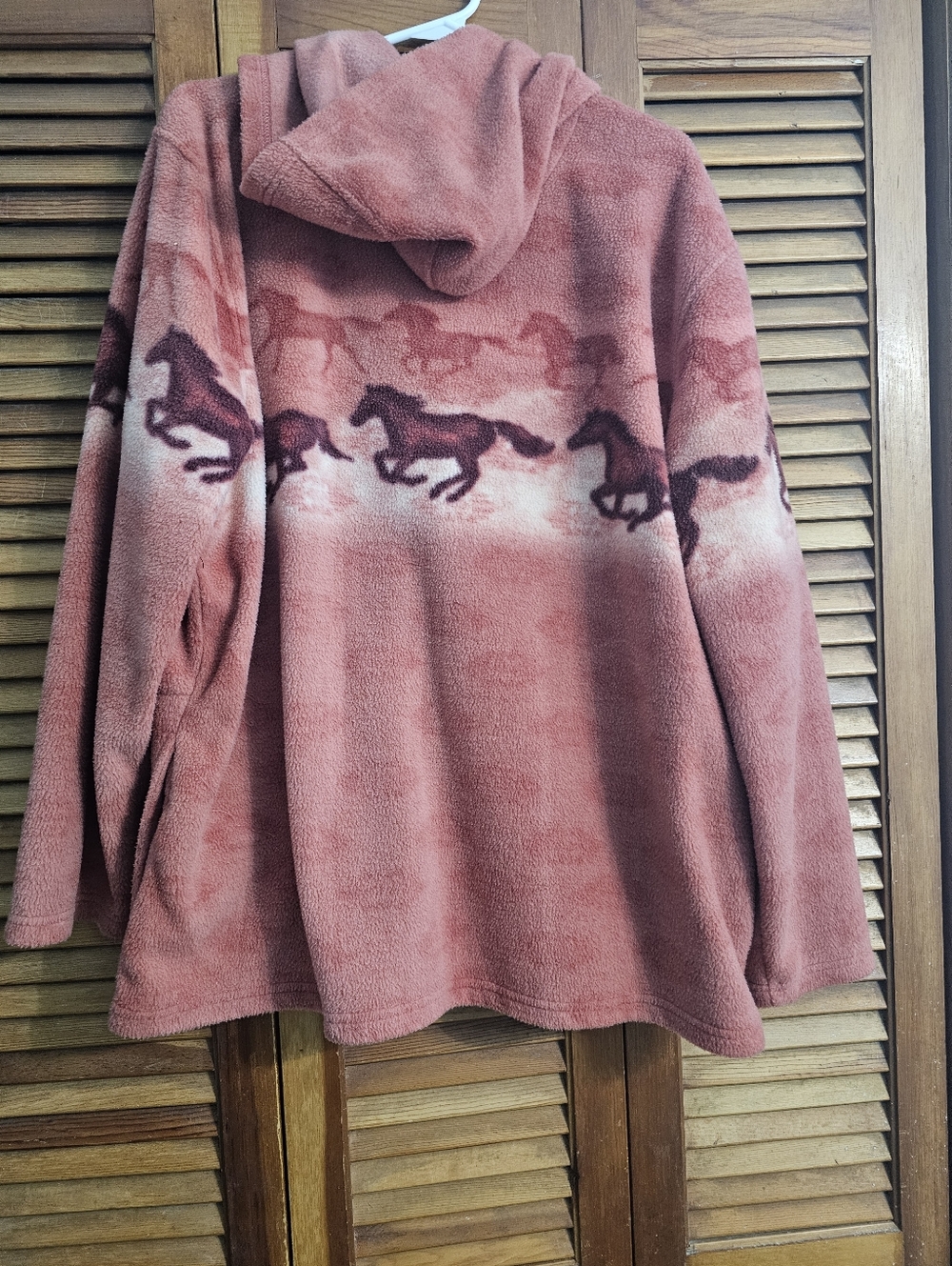 Bit & Bridle Fleece Horse Print Zip Hoodie 1X Pink Cozy Western Cottagecore - Picture 3 of 3